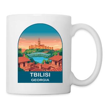 Affiche de voyage vintage Skyline à Tbilissi, Géorgie - Mug blanc - blanc - Droite