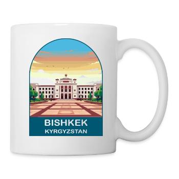 Bischkek-Kirgisistan Vintage-Stadtreise-Poster - Tasse - Weiß - Rechts