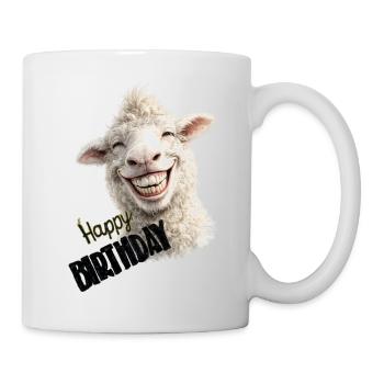 Lächelndes Schaf Geburtstagsdesign - Tasse - Weiß - Rechts