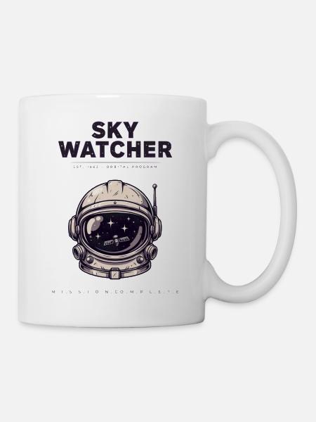Astronaut Helmet Sky Watcher Space Orbital - Mug - white