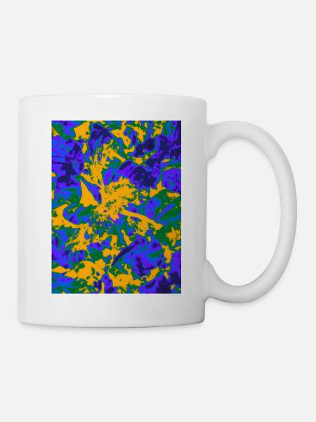 Neon Psychedelic Floral Burst - Tasse - Weiß