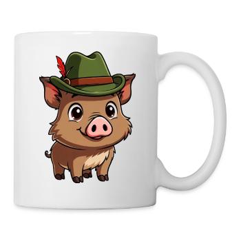 Wildschwein mit grünem Hut - Tasse - Weiß - Rechts