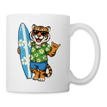 Tigre des surfs en chemise hawaïenne - Mug blanc - blanc - Droite