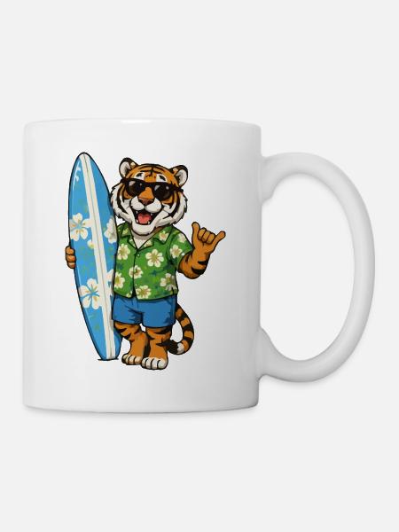 Surftiger im Hawaii-Hemd - Tasse - Weiß