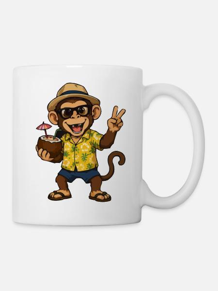 Tropischer Monkey Party - Hawaii Vibes - Tasse - Weiß