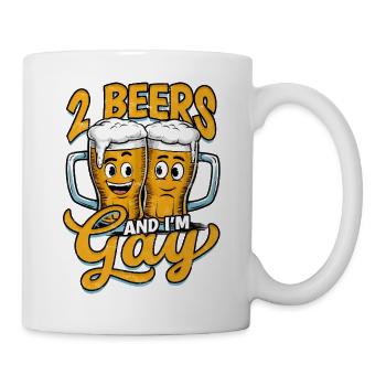 Zwei Bier und ich bin schwul - Tasse - Weiß - Rechts