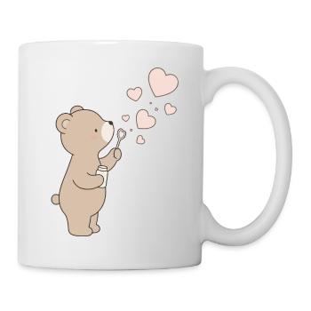 Cute Bear with Heart Soap Bubbles Motif - Mug - white - Right