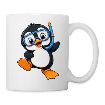 Süßer Pinguin Urlaub Tauchen Wasser Sommer Meer - Tasse - Weiß - Rechts