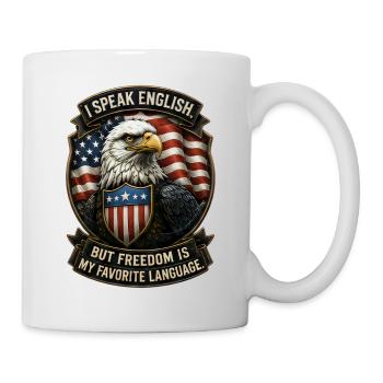 Je parle anglais. La liberté est ma langue préférée. - Mug blanc - blanc - Droite