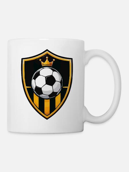 Königlicher Fußballschild mit Krone - Tasse - Weiß