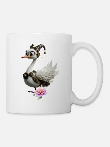 Florale Steampunk-Ente - Tasse - Weiß