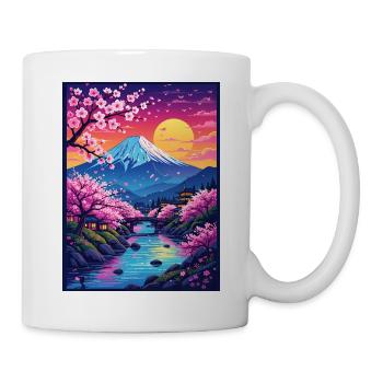 Sakura River at Sunset with Fuji Peak - Mug - white - Right
