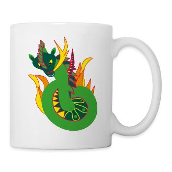 Feuerdrachen, Abstraktion - Tasse - Weiß - Rechts