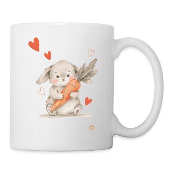 Bunny Carrot Hearts Cute Forest Creatures - Mug - white - Right