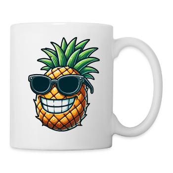 Funny Pineapple with Sunglasses Cartoon - Mug - white - Right
