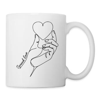 Spread Love Dessin minimaliste en lignes de cœur - Mug blanc - blanc - Droite