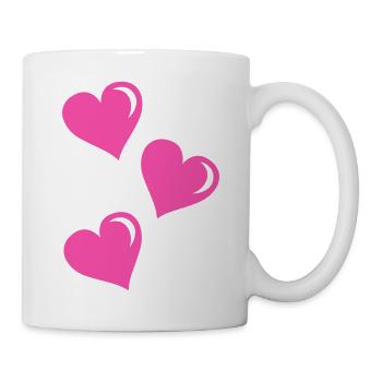Drei Pinke Herzen Muster - Tasse - Weiß - Rechts
