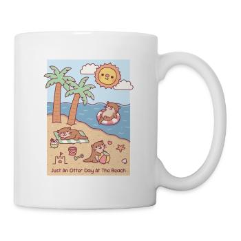 Cute Otters Just An Otter Day At The Beach Summer  - Mug - white - Right