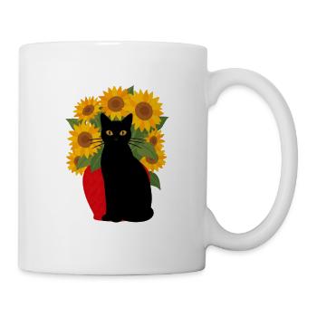 gatti_nero_con_vaso_girasoli - Mug blanc - blanc - Droite