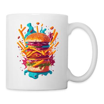 Explosiver PopArt Burger - Tasse - Weiß - Rechts