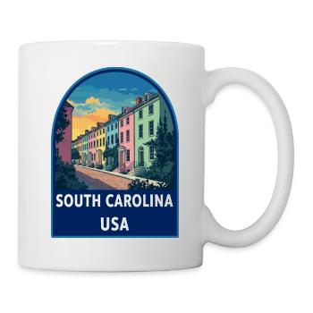 Badge rétro de la rangée arc-en-ciel Charleston de Caroline du Sud - Mug blanc - blanc - Droite