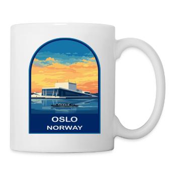 Oslo Norway Opera House Retro Sunset Travel Badge - Mug - white - Right