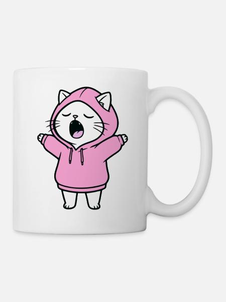Katze im Hoodie - Tasse - Weiß
