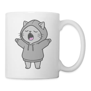 Chat en sweat à capuche - Mug blanc - blanc - Droite