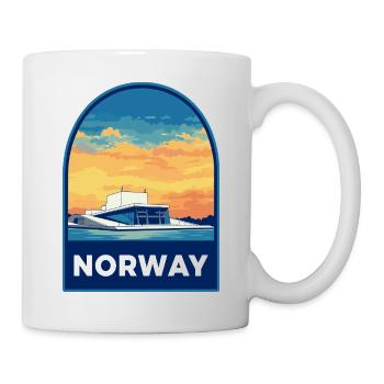Norway Oslo Opera House Retro Sunset Travel Badge - Mug - white - Right
