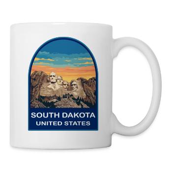 Insigne rétro du coucher de soleil du mont Rushmore du Dakota du Sud - Mug blanc - blanc - Droite