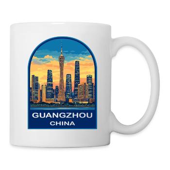 Guangzhou China Canton Tower Skyline Retro-Abzeichen - Tasse - Weiß - Rechts