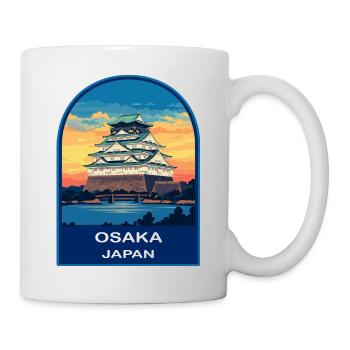 Insigne de voyage rétro Sunset au Japon du château d’Osaka - Mug blanc - blanc - Droite