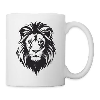 Lion Head Black and White Vector - Mug - white - Right