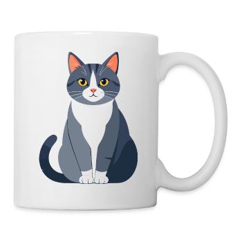 Illustration du chat ami bleu gris - Mug blanc - blanc - Droite