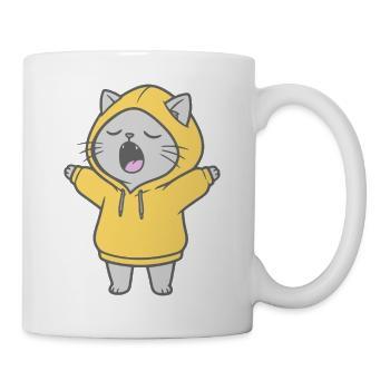Chat en sweat à capuche - Mug blanc - blanc - Droite