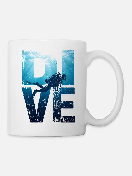 Deep DIVE Grunge - Tasse - Weiß
