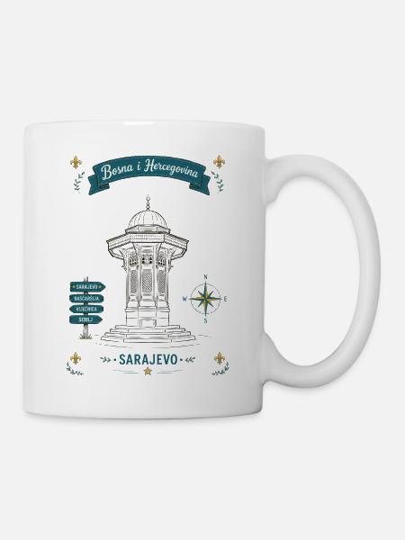 Sarajevo Denkmal Laternen-Motiv - Tasse - Weiß