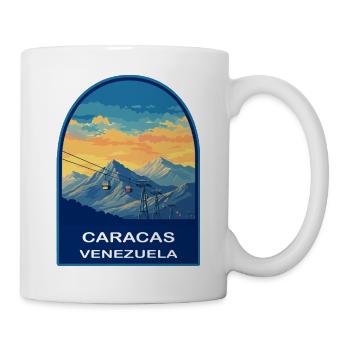Caracas Venezuela Cable Car Retro Sunset Travel Ba - Mug - white - Right