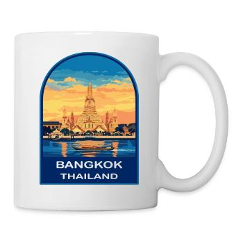 Bangkok Wat Arun Thailand Retro Sonnenuntergang Reise-Bad - Tasse - Weiß - Rechts