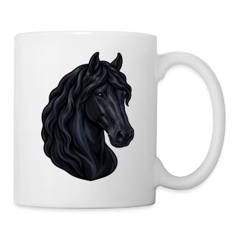 Portrait of a Friesian horse - Mug - white - Right