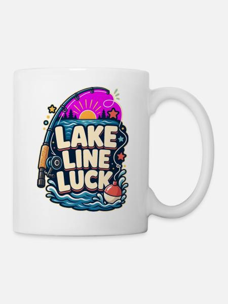 LAKE LINE LUCK Angeln - Tasse - Weiß