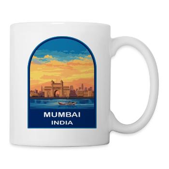 Mumbai India Gateway of India Retro Sunset Badge - Mug - white - Right