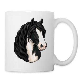 Black and White Magpie Horse Portrait - Mug - white - Right