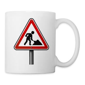 Panneau d’avertissement de chantier - Mug blanc - blanc - Droite