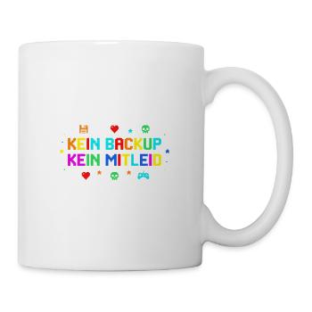 Kein Backup? Kein Mitleid! Retro Pixel Bunt - Tasse - Weiß - Rechts