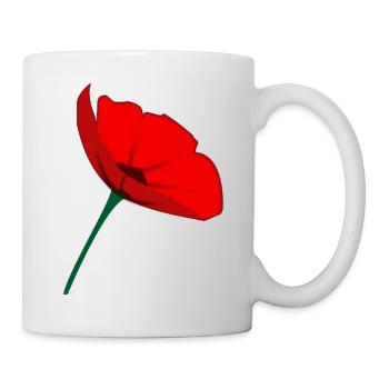 Minimalistische Rote Mohnblume – Elegante botanische Te - Tasse - Weiß - Rechts