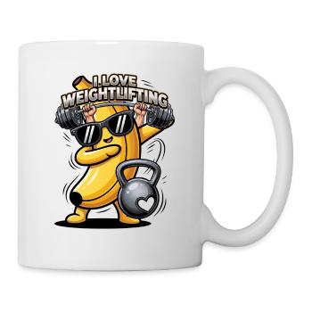 Bananen-Bodybuilding-Pop-Spaß - Tasse - Weiß - Rechts
