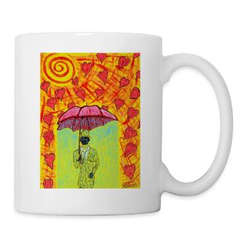 Parapluie de cœur et Soleil coloré - Mug blanc - blanc - Droite
