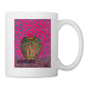 Pomme néon sur fond rose - Mug blanc - blanc - Droite