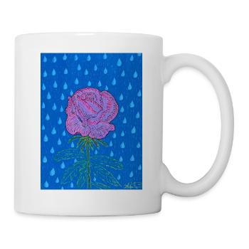 Rose dans le bleu pluie - Mug blanc - blanc - Droite